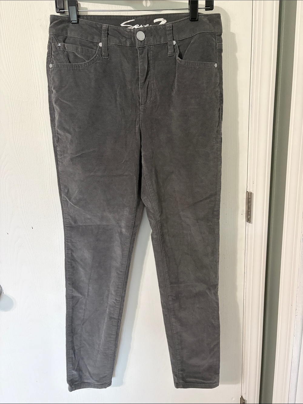 Seven7 Women's Dark Gray Corduroy Ultra High Rise Skinny Jeans Size 8